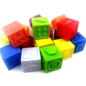 Baby Rubber Blocks Infantino 16pc Set Lot Stack Squeeze Numbers Animals Children